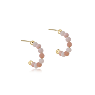 ENEWTON DESIGN Gemstone 3mm Beaded 1" Post Hoop Earrings - Pink Opal/Gold