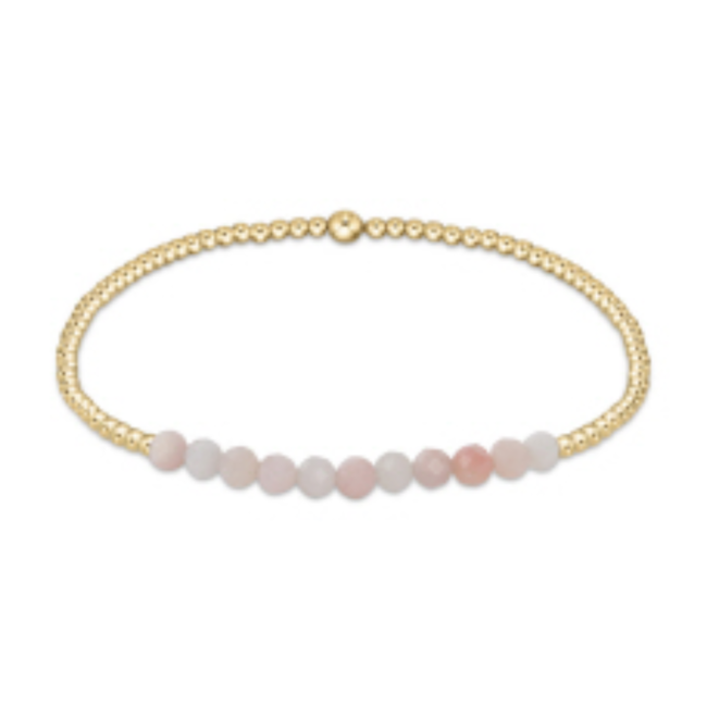 Bliss 2mm Bead Bracelet - Pink Opal/Gold