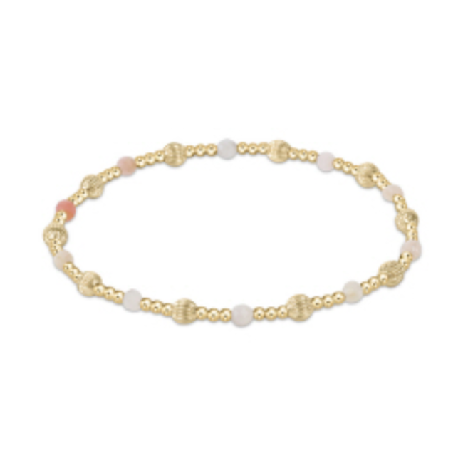 Dignity Sincerity Pattern Bead Bracelet - Pink Opal/Gold