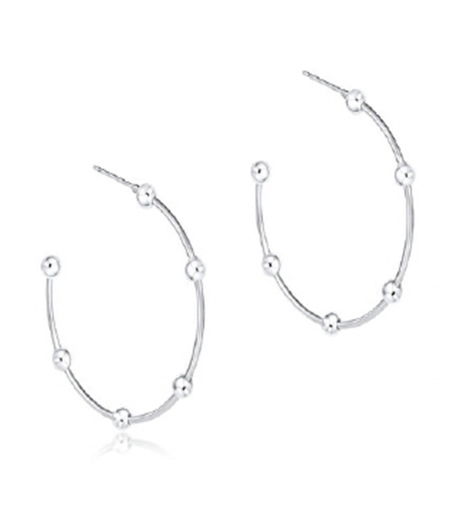 Simplicity 4mm Beaded 1.5" Post Hoop Earring - Silver