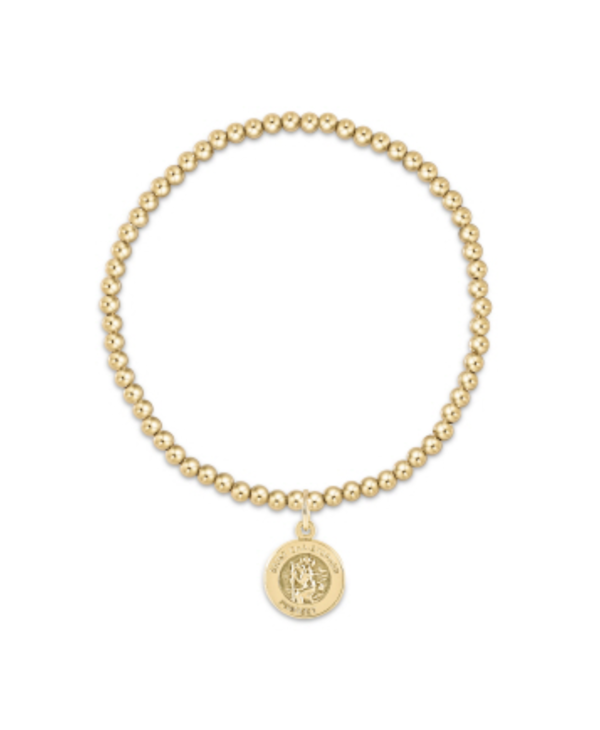 Classic 3mm Bead Bracelet - Gold Protection Disc Charm