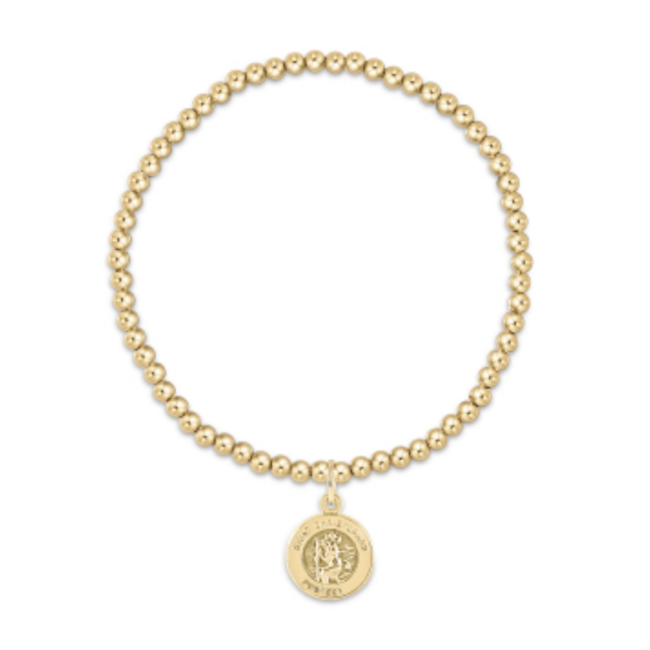 Classic 3mm Bead Bracelet - Gold Protection Disc Charm