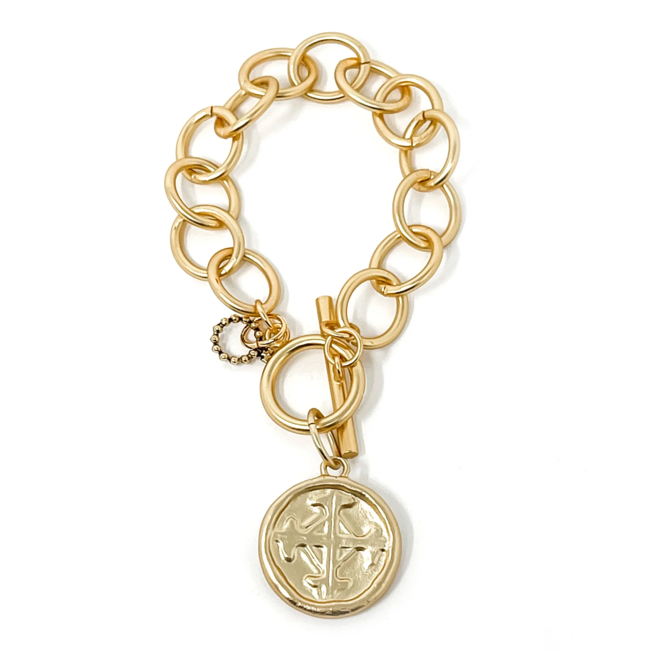 Gold Serenity Prayer Toggle Bracelet