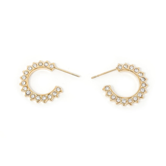 POWERBEADS BY JEN Gold Crystal Small Hoop Post Earrings