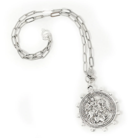 POWERBEADS BY JEN Silver Dotted St. George Medallion Necklace