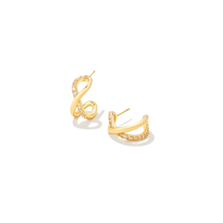 KENDRA SCOTT DESIGN Annie Gold Infinity Huggie Earrings in White Crystal