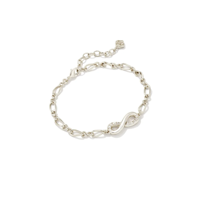 Annie Silver Infinity Chain Bracelet in White Crystal