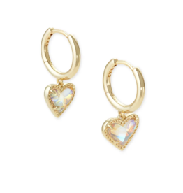KENDRA SCOTT DESIGN Ari Heart Gold Huggie Earrings in Dichroic Glass
