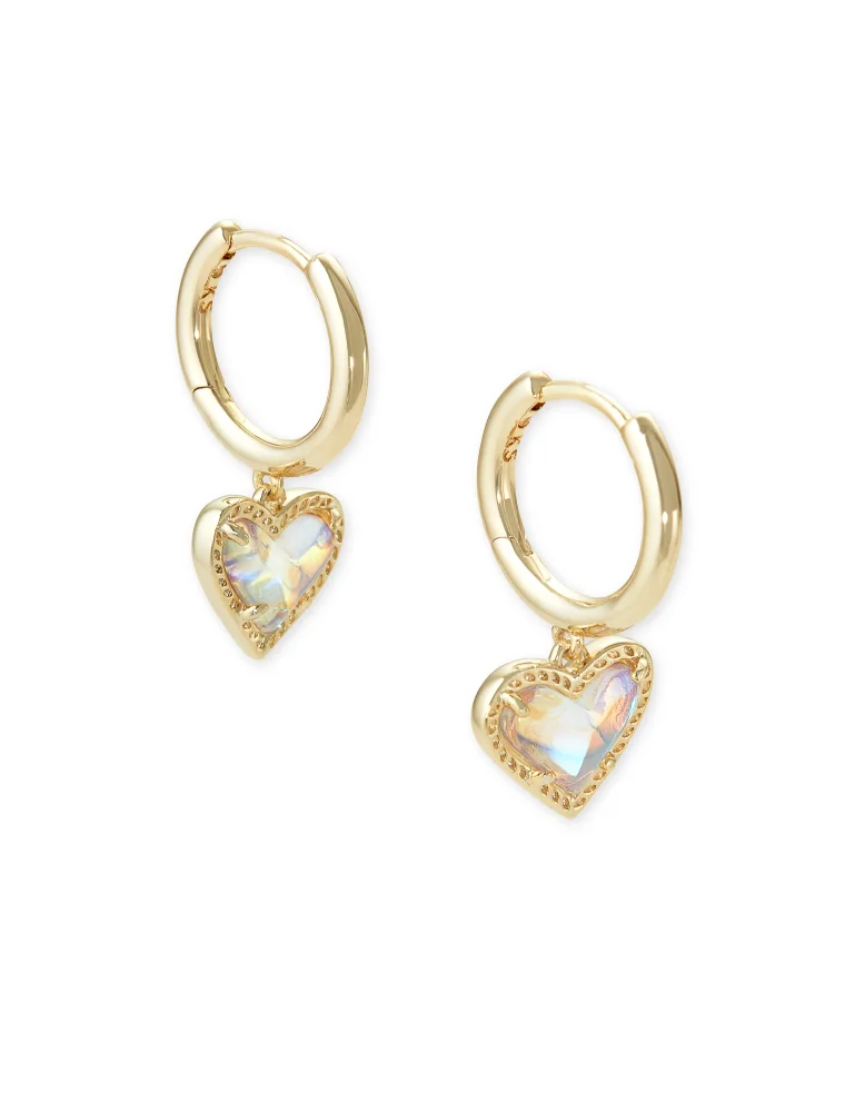 KENDRA SCOTT DESIGN Ari Heart Gold Huggie Earrings in Dichroic Glass