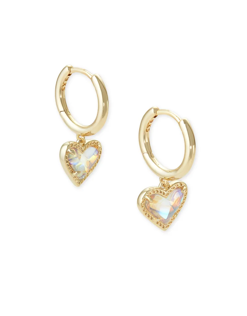 KENDRA SCOTT DESIGN Ari Heart Gold Huggie Earrings in Dichroic Glass