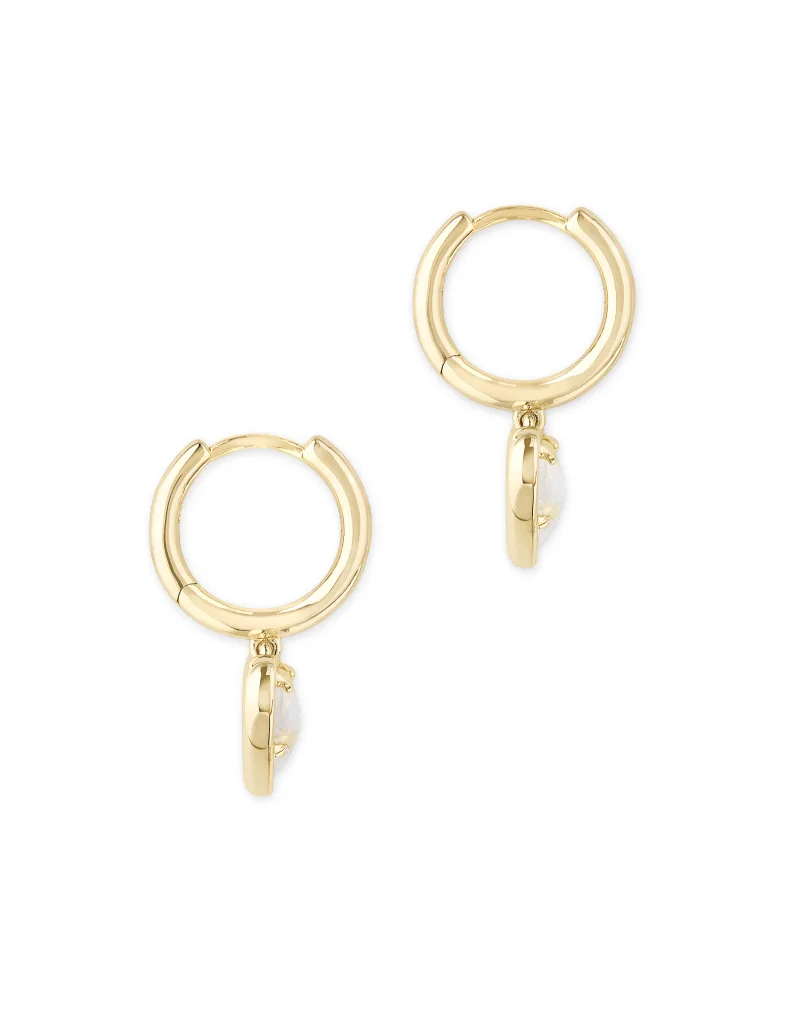 KENDRA SCOTT DESIGN Ari Heart Gold Huggie Earrings in Dichroic Glass