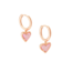 Ari Heart Rose Gold Huggie Earrings in Light Pink Drusy