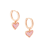 Ari Heart Rose Gold Huggie Earrings in Light Pink Drusy