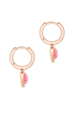 KENDRA SCOTT DESIGN Ari Heart Rose Gold Huggie Earrings in Light Pink Drusy