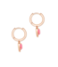 Ari Heart Rose Gold Huggie Earrings in Light Pink Drusy