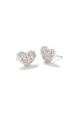 KENDRA SCOTT DESIGN Ari Silver Pave Crystal Heart Earrings in White Crystal