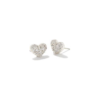 KENDRA SCOTT DESIGN Ari Silver Pave Crystal Heart Earrings in White Crystal