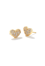 KENDRA SCOTT DESIGN Ari Gold Pave Crystal Heart Earrings in White Crystal