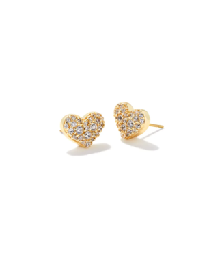 KENDRA SCOTT DESIGN Ari Gold Pave Crystal Heart Earrings in White Crystal
