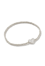 KENDRA SCOTT DESIGN Ari Silver Pave Heart Stretch Bracelet in White Crystal