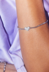 KENDRA SCOTT DESIGN Ari Silver Pave Heart Stretch Bracelet in White Crystal