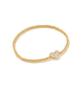 KENDRA SCOTT DESIGN Ari Gold Pave Heart Stretch Bracelet in White Crystal