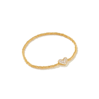 KENDRA SCOTT DESIGN Ari Gold Pave Heart Stretch Bracelet in White Crystal