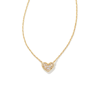 KENDRA SCOTT DESIGN Ari Gold Pave Crystal Heart Necklace in White Crystal