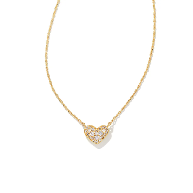 Ari Gold Pave Crystal Heart Necklace in White Crystal
