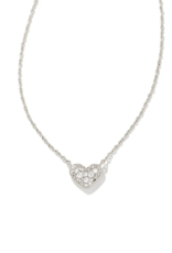 KENDRA SCOTT DESIGN Ari Silver Pave Crystal Heart Necklace in White Crystal