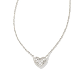 KENDRA SCOTT DESIGN Ari Silver Pave Crystal Heart Necklace in White Crystal