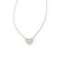 Ari Silver Pave Crystal Heart Necklace in White Crystal