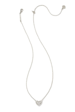 KENDRA SCOTT DESIGN Ari Silver Pave Crystal Heart Necklace in White Crystal
