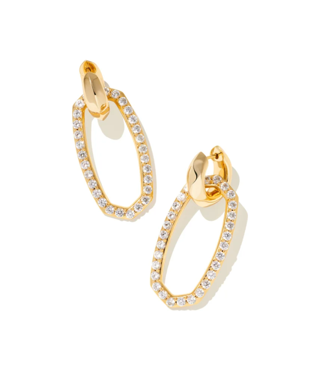 Danielle Gold Convertible Link Earrings in White Crystal