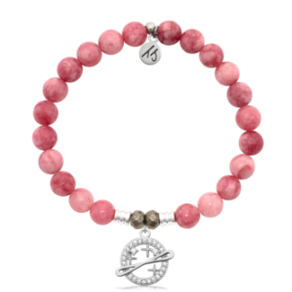 TJAZELLE Infinity & Beyond Bracelet in Pink Jade & Silver