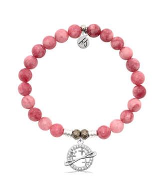 TJAZELLE Infinity & Beyond Bracelet in Pink Jade & Silver