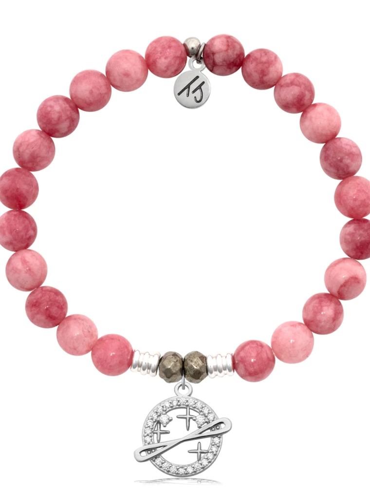 TJAZELLE Infinity & Beyond Bracelet in Pink Jade & Silver