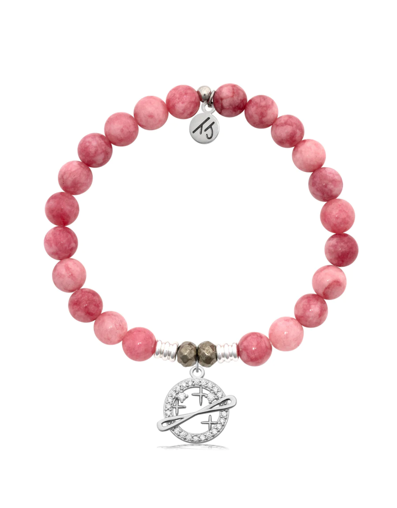 TJAZELLE Infinity & Beyond Bracelet in Pink Jade & Silver