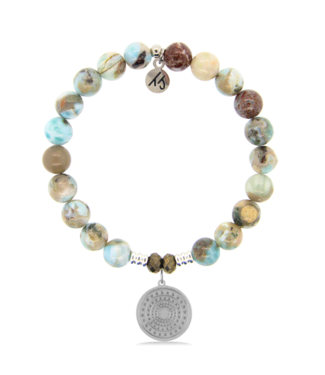 TJAZELLE Family Circle Bracelet in Larimar & Silver