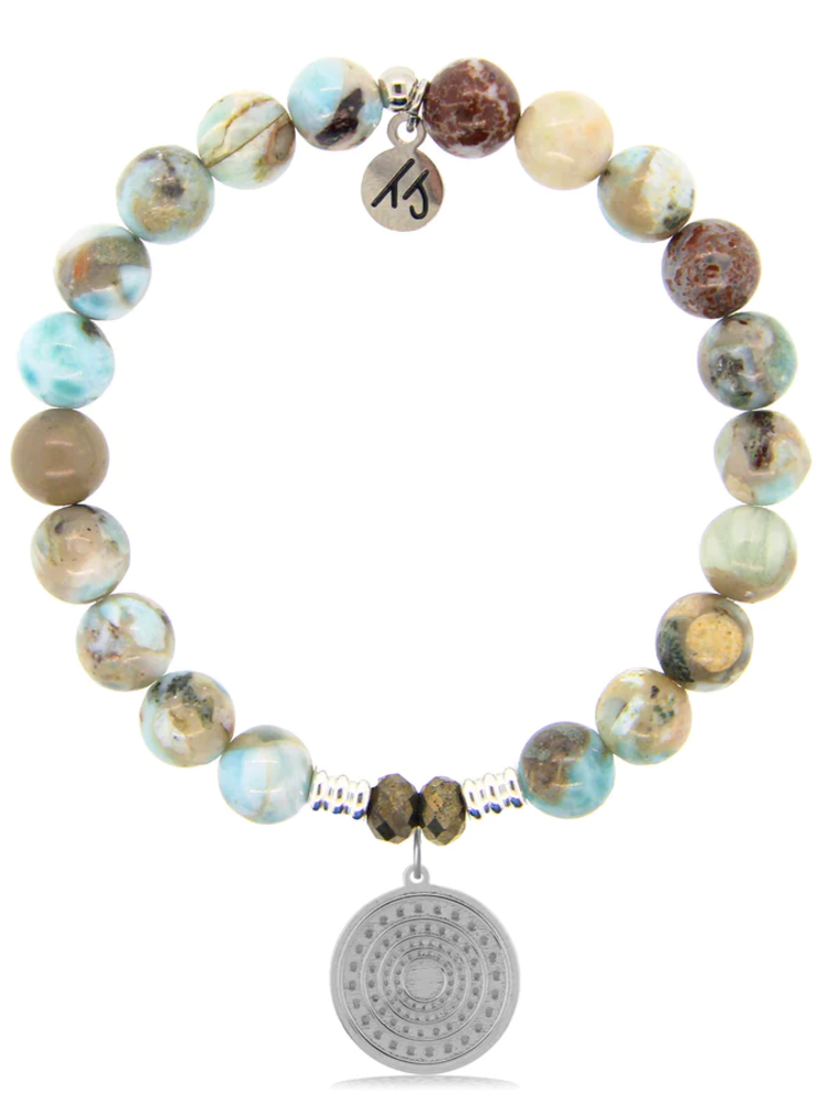 TJAZELLE Family Circle Bracelet in Larimar & Silver