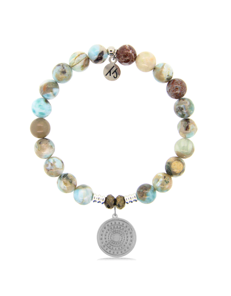 TJAZELLE Family Circle Bracelet in Larimar & Silver