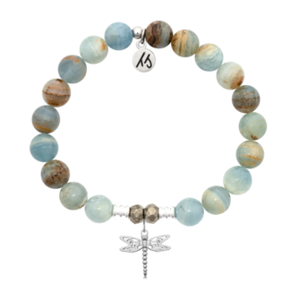 TJAZELLE Dragonfly Bracelet in Blue Calcite & Silver