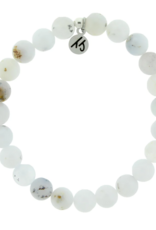 TJAZELLE Harmony Stacker Bracelet in White Chalcedony & Silver