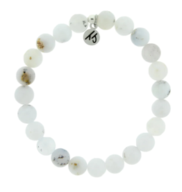 TJAZELLE Harmony Stacker Bracelet in White Chalcedony & Silver