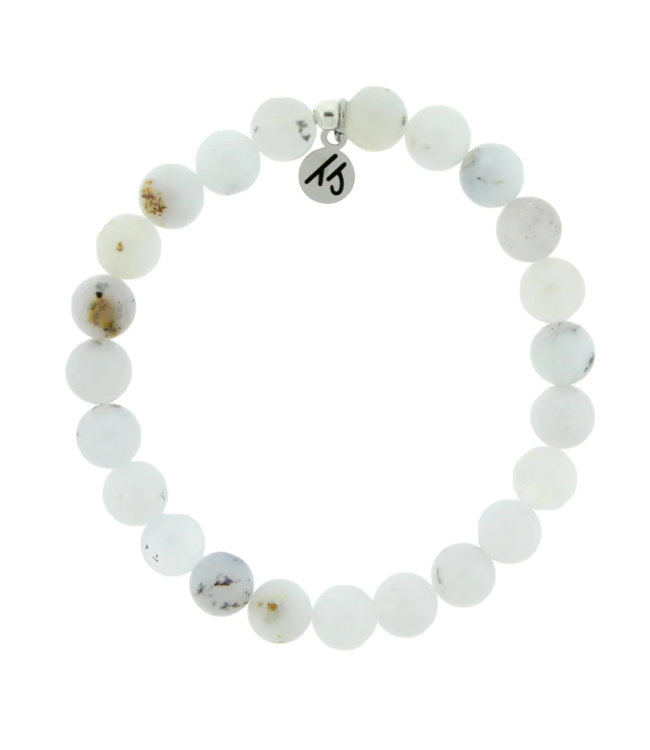 Harmony Stacker Bracelet in White Chalcedony & Silver