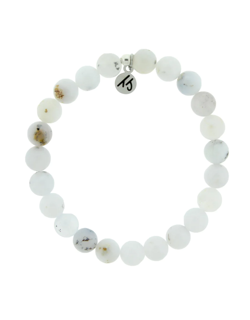 TJAZELLE Harmony Stacker Bracelet in White Chalcedony & Silver