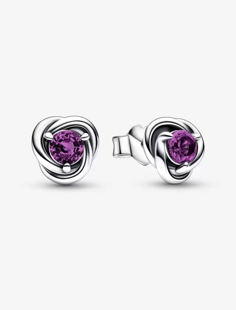 PANDORA February Purple Eternity Circle Stud Earrings