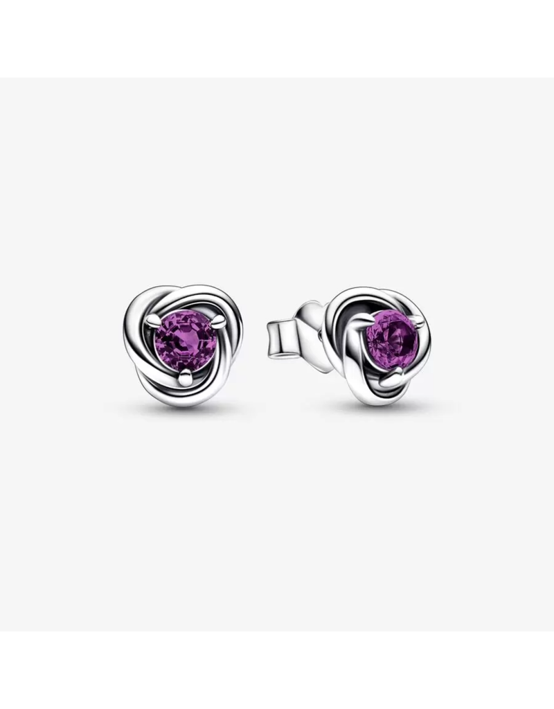 PANDORA February Purple Eternity Circle Stud Earrings