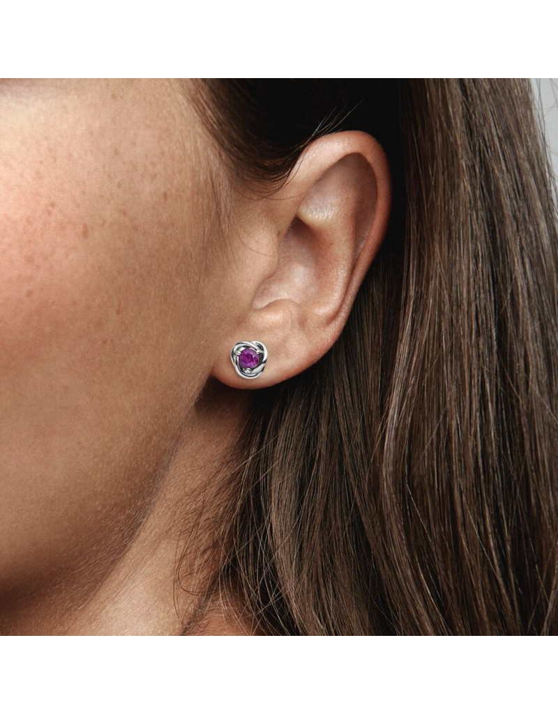 PANDORA February Purple Eternity Circle Stud Earrings