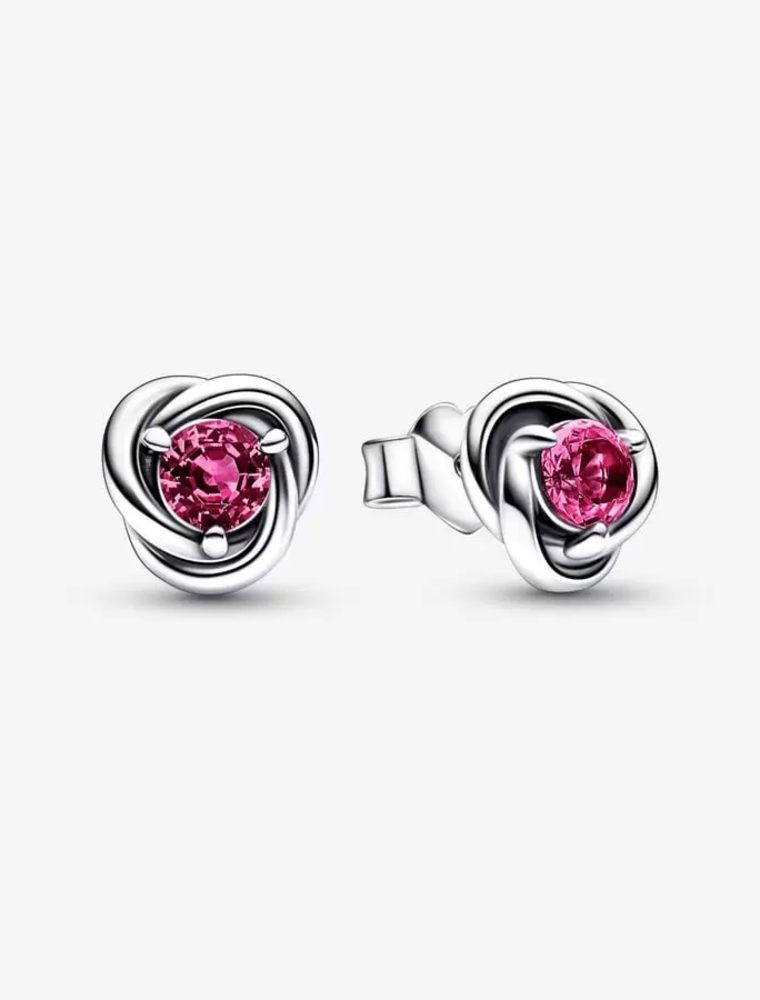 PANDORA October Pink Eternity Circle Stud Earrings